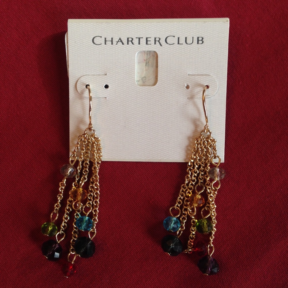 CHARTER CLUB Multi-colored Crystal & Gold Earrings